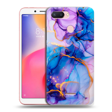 Силиконовый чехол на Xiaomi RedMi 6 с принтом синий мрамор Силиконовый чехол на Xiaomi RedMi 6 с принтом синий мрамор