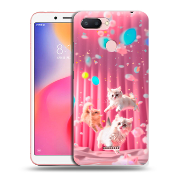 Силиконовый чехол на Xiaomi RedMi 6 с принтом милые котики Силиконовый чехол на Xiaomi RedMi 6 с принтом милые котики