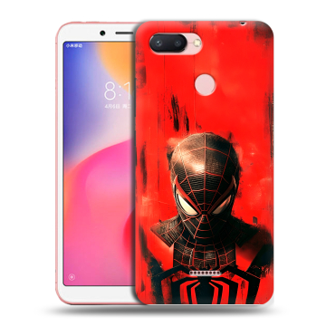 Силиконовый чехол на Xiaomi RedMi 6 с принтом человек паук spiderman Силиконовый чехол на Xiaomi RedMi 6 с принтом человек паук spiderman