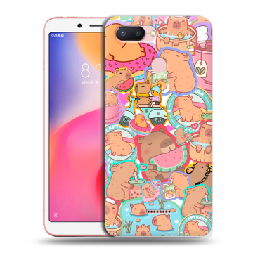 Силиконовый чехол на Xiaomi RedMi 6 с принтом капибары Силиконовый чехол на Xiaomi RedMi 6 с принтом капибары