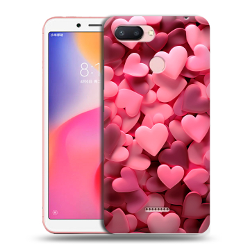 Силиконовый чехол на Xiaomi RedMi 6 с принтом розовые сердечки Силиконовый чехол на Xiaomi RedMi 6 с принтом розовые сердечки