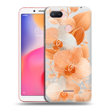 Силиконовый чехол на Xiaomi RedMi 6 с принтом Бежевые цветы