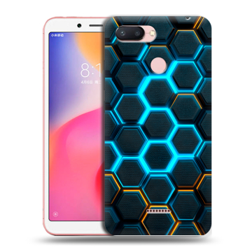 Силиконовый чехол на Xiaomi RedMi 6 с принтом Неоновые соты