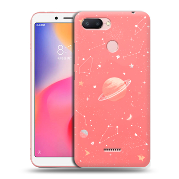 Силиконовый чехол на Xiaomi RedMi 6 с принтом Розовый космос