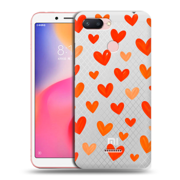 Силиконовый чехол на Xiaomi RedMi 6 с принтом Сердечки