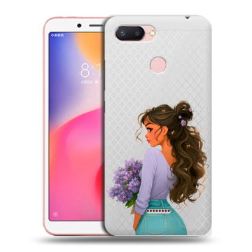 Силиконовый чехол на Xiaomi RedMi 6 с принтом девушка цветы Силиконовый чехол на Xiaomi RedMi 6 с принтом девушка цветы