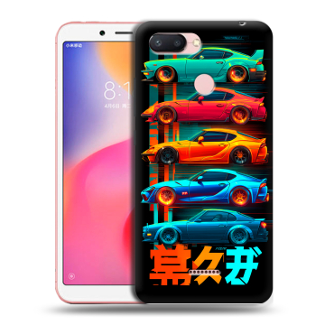 Силиконовый чехол на Xiaomi RedMi 6 с принтом машины тачки Силиконовый чехол на Xiaomi RedMi 6 с принтом машины тачки