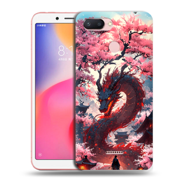Силиконовый чехол на Xiaomi RedMi 6 с принтом Дракон Японский Силиконовый чехол на Xiaomi RedMi 6 с принтом Дракон Японский
