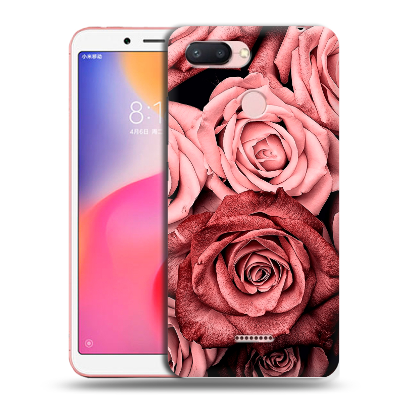 Пластиковый чехол на Xiaomi RedMi 6 с принтом Цветы розы Пластиковый чехол на Xiaomi RedMi 6 с принтом Цветы розы
