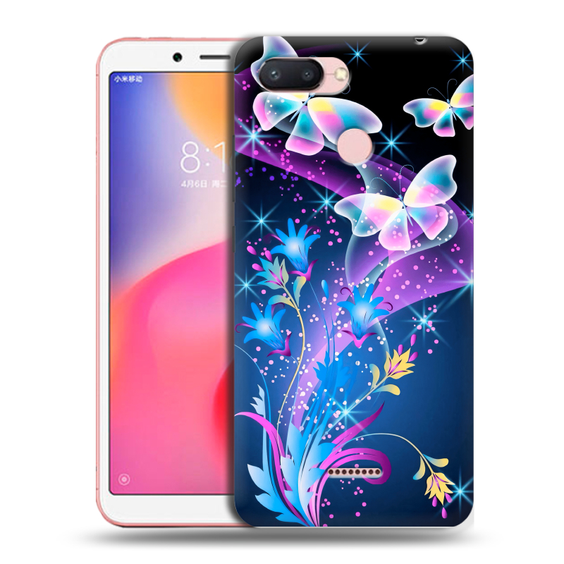 Пластиковый чехол на Xiaomi RedMi 6 с принтом Бабочки Пластиковый чехол на Xiaomi RedMi 6 с принтом Бабочки