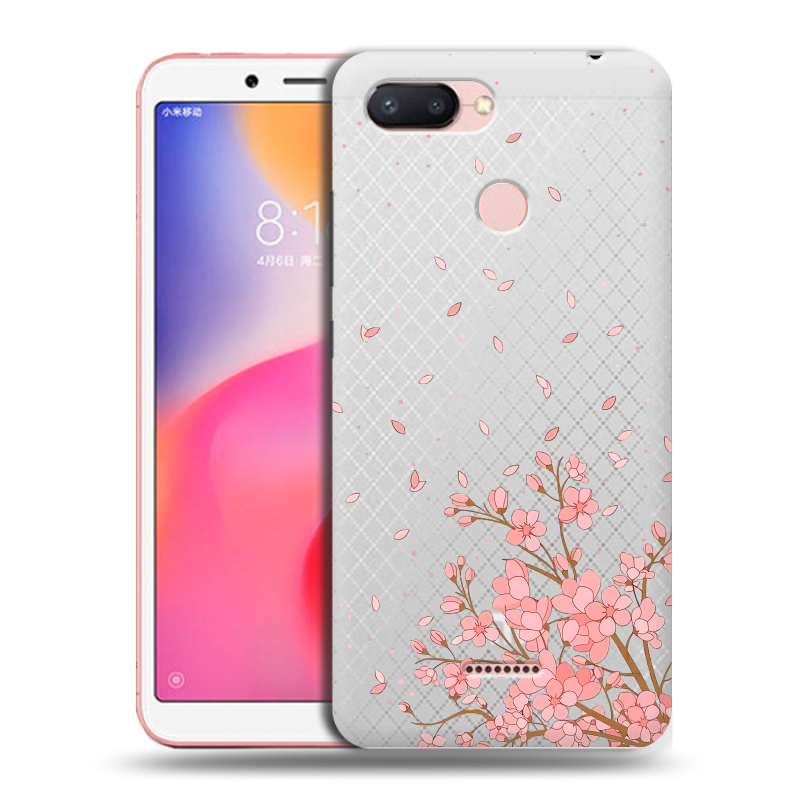Силиконовый противоударный чехол на Xiaomi RedMi 6 с принтом Ветка сакуры Силиконовый противоударный чехол на Xiaomi RedMi 6 с принтом Ветка сакуры