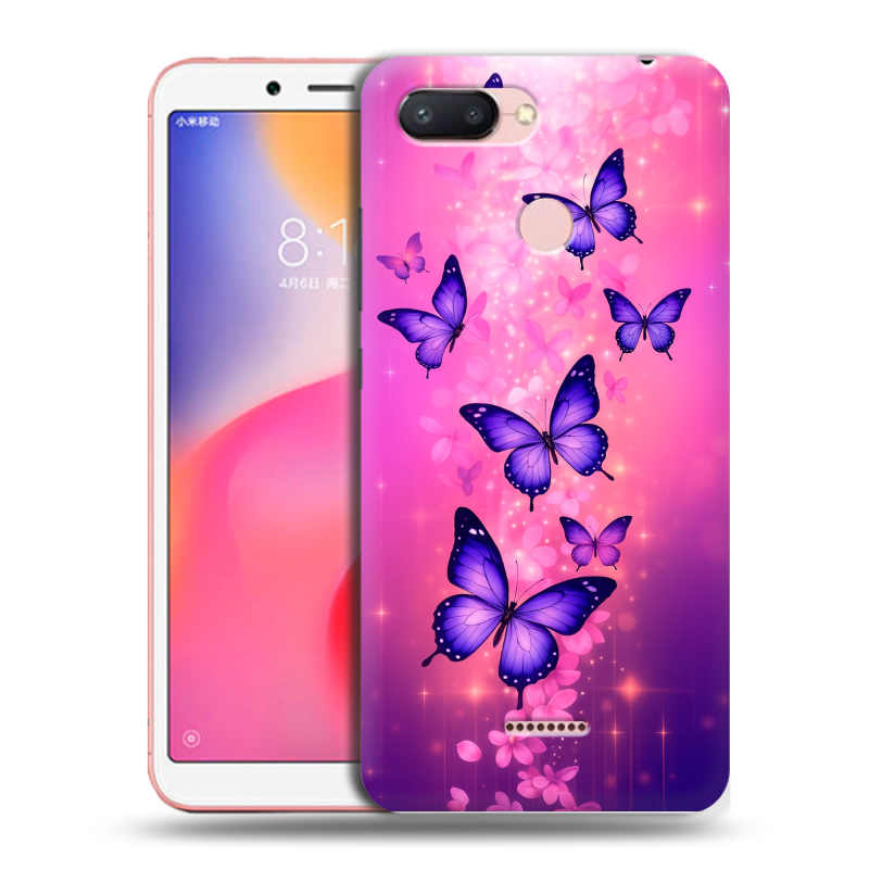 Пластиковый чехол на Xiaomi RedMi 6 с принтом Бабочки Пластиковый чехол на Xiaomi RedMi 6 с принтом Бабочки