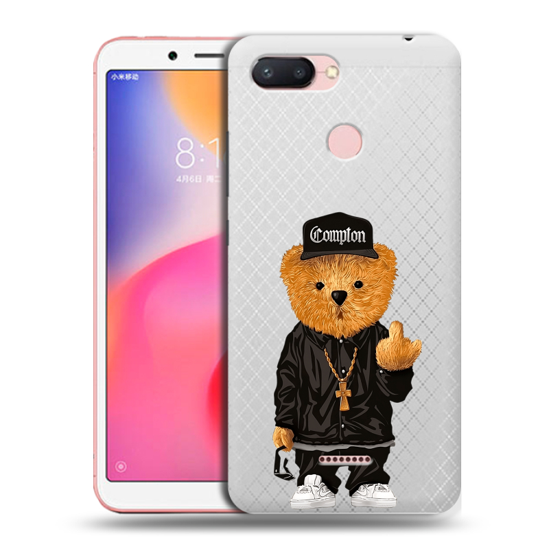 Силиконовый противоударный чехол на Xiaomi RedMi 6 с принтом Мишка Силиконовый противоударный чехол на Xiaomi RedMi 6 с принтом Мишка