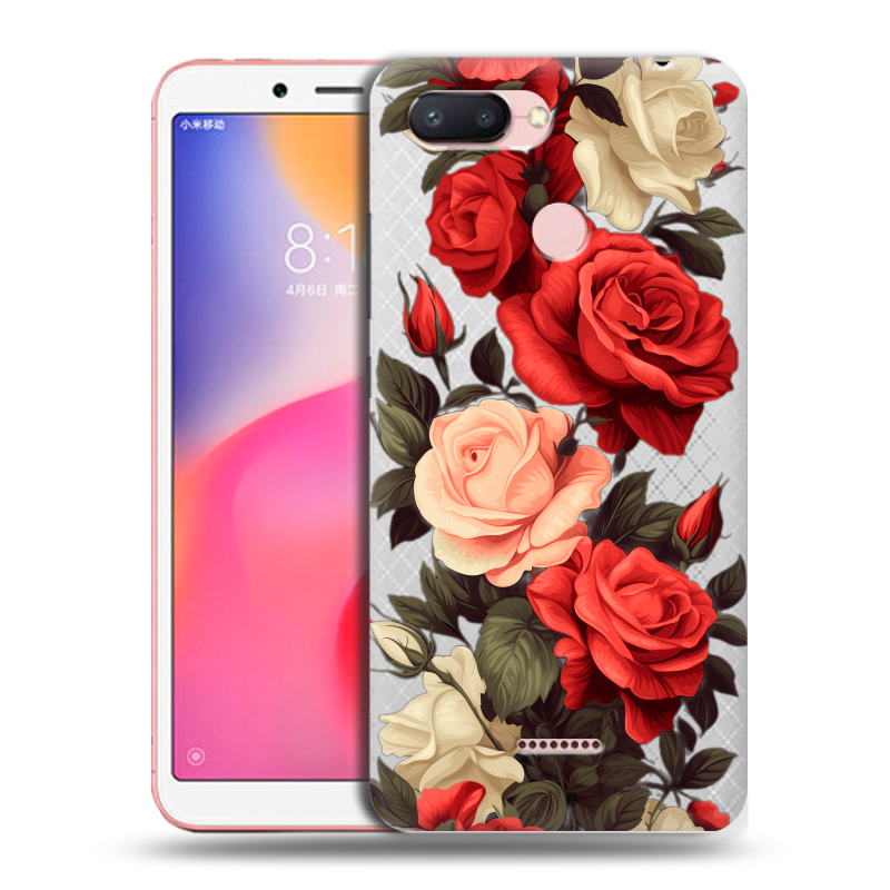 Силиконовый чехол на Xiaomi RedMi 6 с принтом Розы Силиконовый чехол на Xiaomi RedMi 6 с принтом Розы