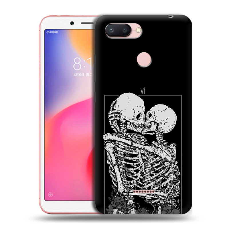 Силиконовый чехол на Xiaomi RedMi 6 с принтом Поцелуй скелетов Силиконовый чехол на Xiaomi RedMi 6 с принтом Поцелуй скелетов