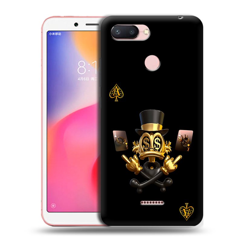 Силиконовый противоударный чехол на Xiaomi RedMi 6 с принтом Золотой скрудж макдак Силиконовый противоударный чехол на Xiaomi RedMi 6 с принтом Золотой скрудж макдак