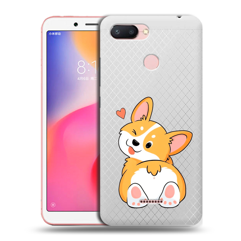 Силиконовый чехол на Xiaomi RedMi 6 с принтом Корги Силиконовый чехол на Xiaomi RedMi 6 с принтом Корги