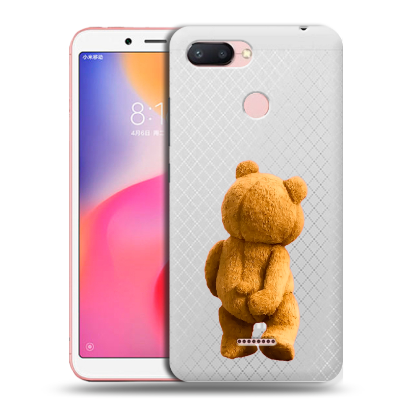 Силиконовый противоударный чехол на Xiaomi RedMi 6 с принтом Медведь Силиконовый противоударный чехол на Xiaomi RedMi 6 с принтом Медведь