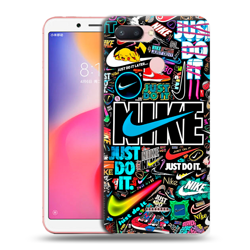 Силиконовый чехол на Xiaomi RedMi 6 с принтом найк nike черный Силиконовый чехол на Xiaomi RedMi 6 с принтом найк nike черный