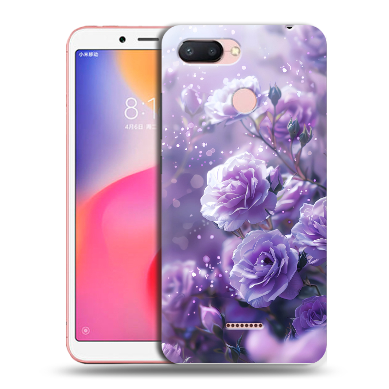 Силиконовый противоударный чехол на Xiaomi RedMi 6 с принтом Розы цветы Силиконовый противоударный чехол на Xiaomi RedMi 6 с принтом Розы цветы
