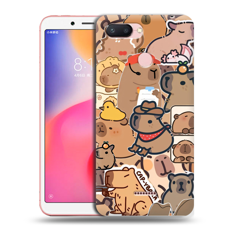 Пластиковый чехол на Xiaomi RedMi 6 с принтом капибара Пластиковый чехол на Xiaomi RedMi 6 с принтом капибара