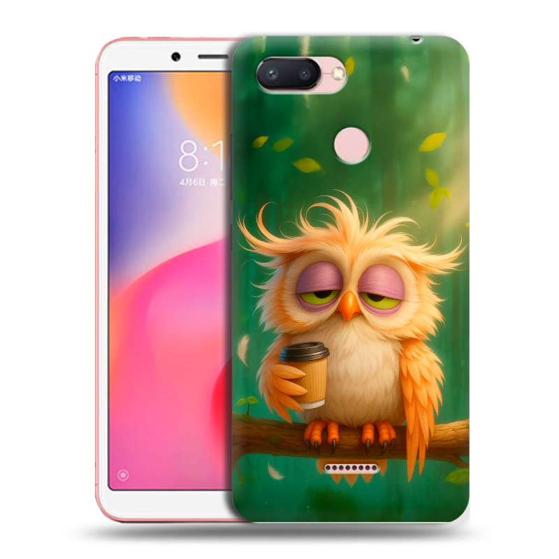 Силиконовый чехол на Xiaomi RedMi 6 с принтом сова Силиконовый чехол на Xiaomi RedMi 6 с принтом сова