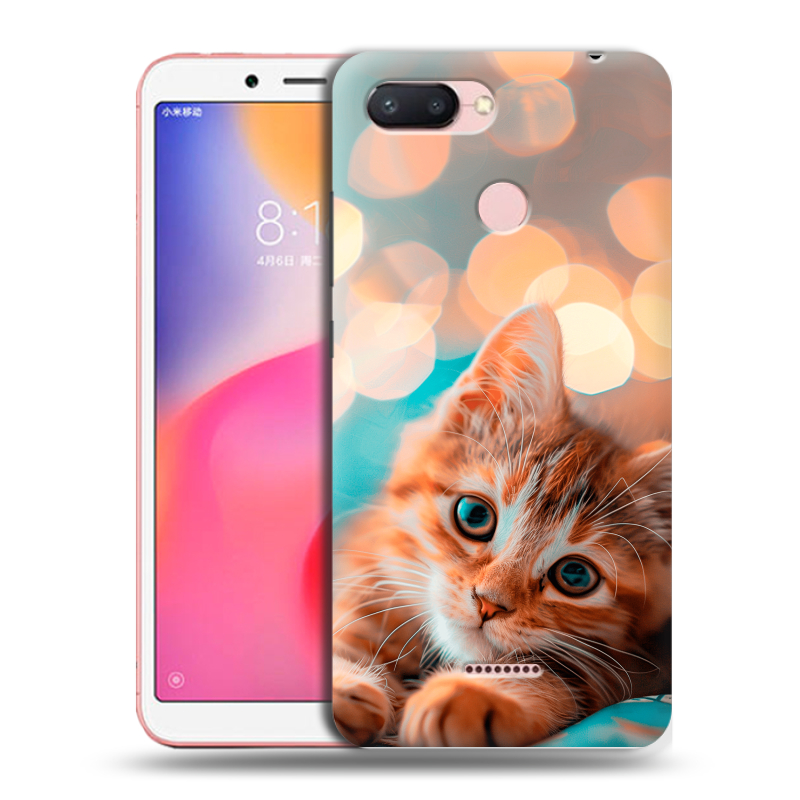 Пластиковый чехол на Xiaomi RedMi 6 с принтом котик Пластиковый чехол на Xiaomi RedMi 6 с принтом котик