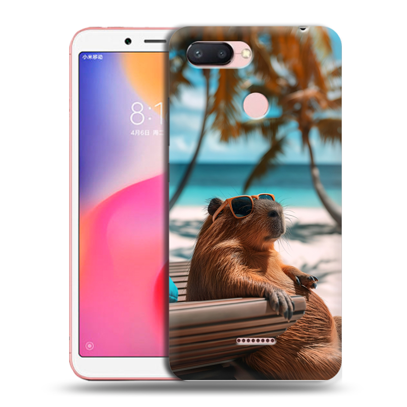Силиконовый чехол на Xiaomi RedMi 6 с принтом Капибара Силиконовый чехол на Xiaomi RedMi 6 с принтом Капибара
