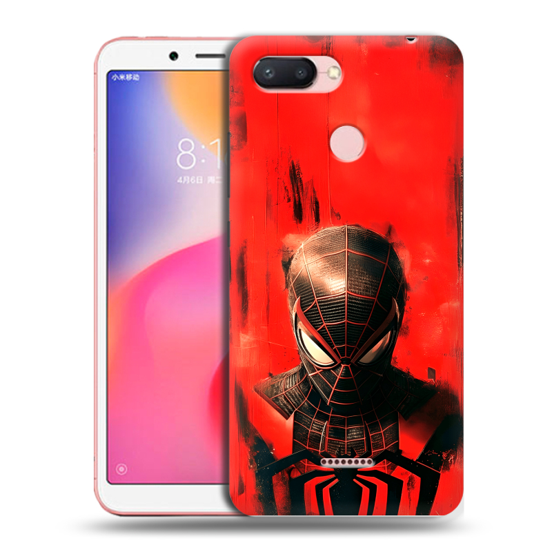 Пластиковый чехол на Xiaomi RedMi 6 с принтом человек паук spiderman Пластиковый чехол на Xiaomi RedMi 6 с принтом человек паук spiderman
