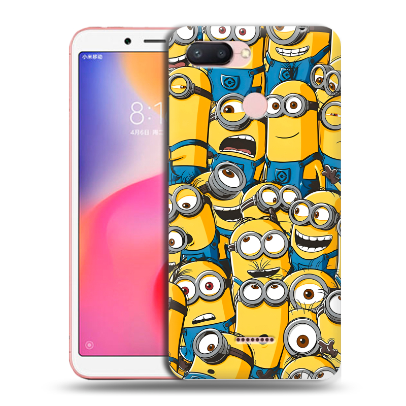 Силиконовый противоударный чехол на Xiaomi RedMi 6 с принтом Миньоны Силиконовый противоударный чехол на Xiaomi RedMi 6 с принтом Миньоны