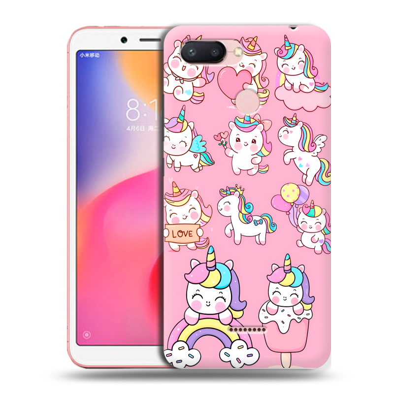 Силиконовый чехол на Xiaomi RedMi 6 с принтом Единороги и радуга Силиконовый чехол на Xiaomi RedMi 6 с принтом Единороги и радуга