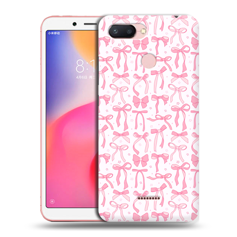 Силиконовый чехол на Xiaomi RedMi 6 с принтом Розовые бантики Силиконовый чехол на Xiaomi RedMi 6 с принтом Розовые бантики