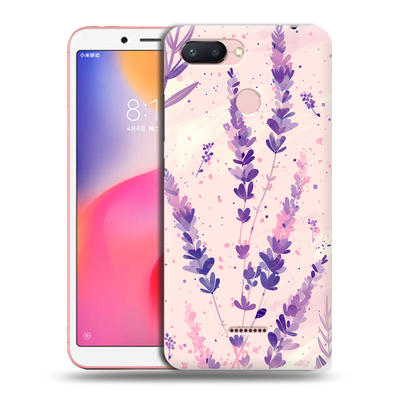 Силиконовый чехол на Xiaomi RedMi 6 с принтом цветы лаванда Силиконовый чехол на Xiaomi RedMi 6 с принтом цветы лаванда
