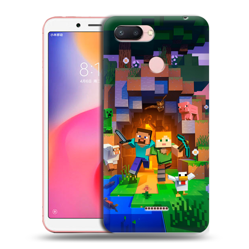 Пластиковый чехол на Xiaomi RedMi 6 с принтом Майнкрафт Minecraft Пластиковый чехол на Xiaomi RedMi 6 с принтом Майнкрафт Minecraft