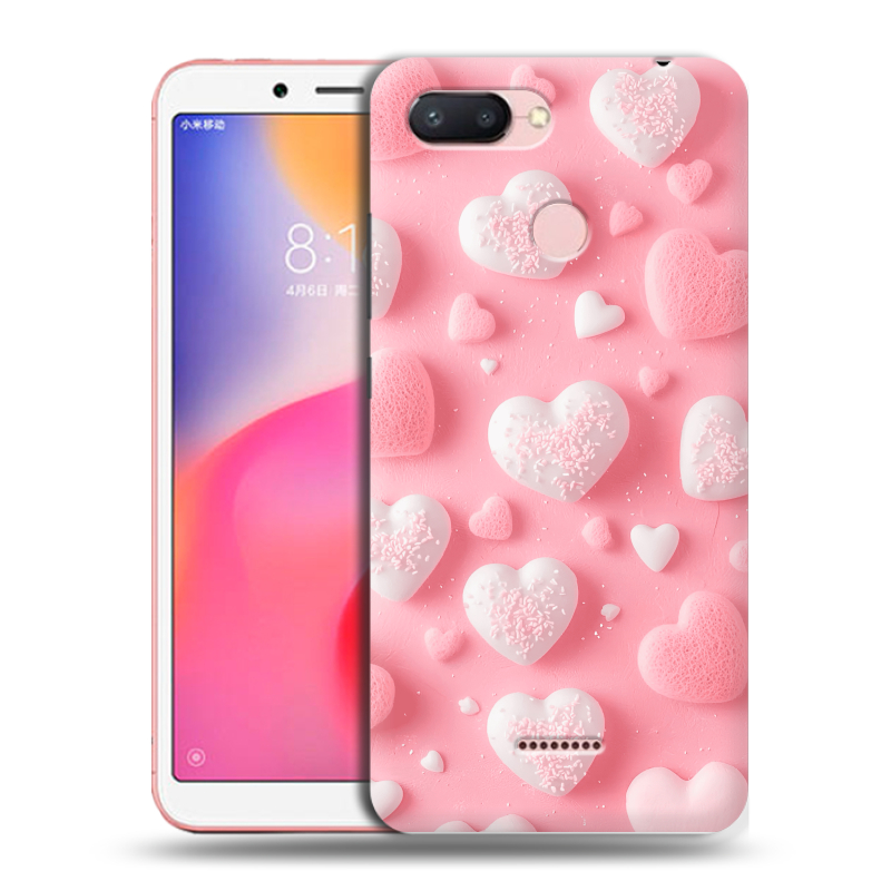 Пластиковый чехол на Xiaomi RedMi 6 с принтом Сердечки Пластиковый чехол на Xiaomi RedMi 6 с принтом Сердечки