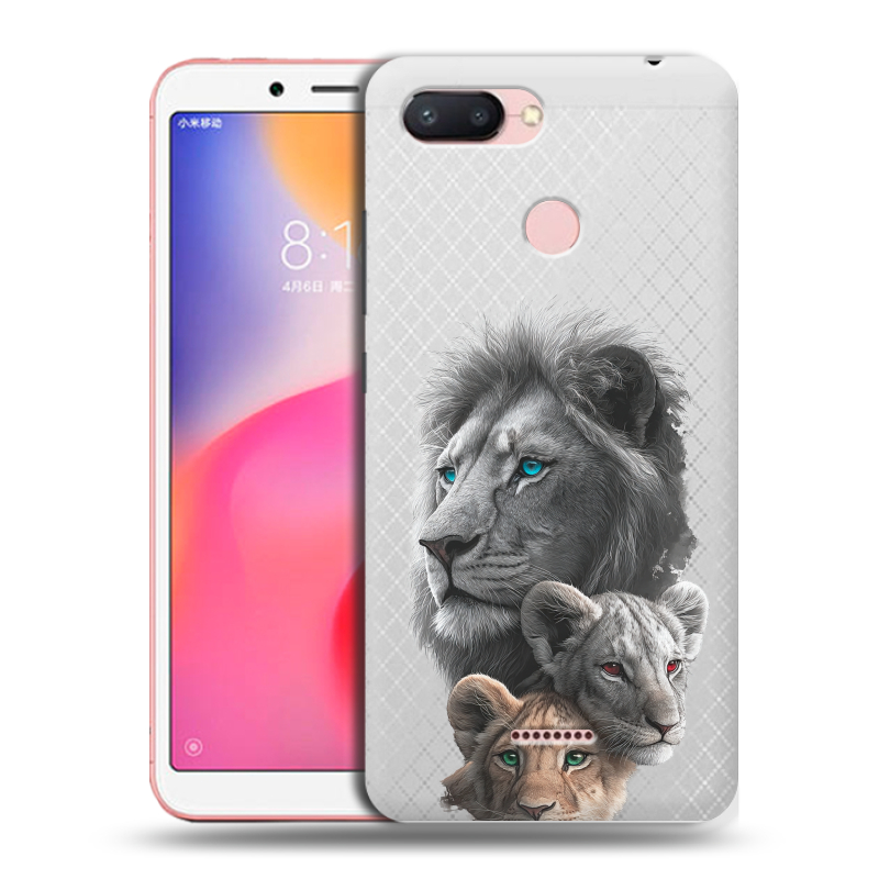 Пластиковый чехол на Xiaomi RedMi 6 с принтом Львы Пластиковый чехол на Xiaomi RedMi 6 с принтом Львы