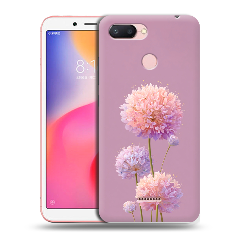 Силиконовый противоударный чехол на Xiaomi RedMi 6 с принтом Цветы Силиконовый противоударный чехол на Xiaomi RedMi 6 с принтом Цветы