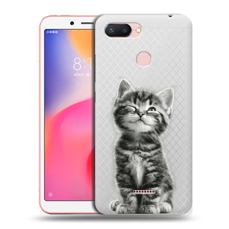 Силиконовый противоударный чехол на Xiaomi RedMi 6 с принтом Котенок Силиконовый противоударный чехол на Xiaomi RedMi 6 с принтом Котенок