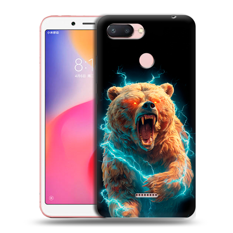 Силиконовый чехол на Xiaomi RedMi 6 с принтом Медведь Силиконовый чехол на Xiaomi RedMi 6 с принтом Медведь