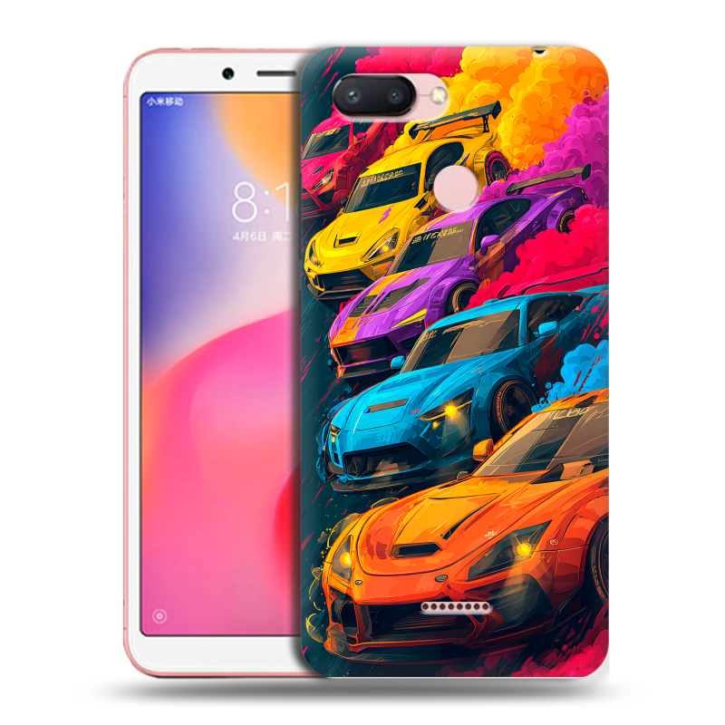 Силиконовый чехол на Xiaomi RedMi 6 с принтом Тачки Силиконовый чехол на Xiaomi RedMi 6 с принтом Тачки