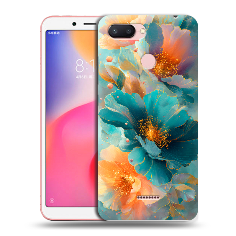Силиконовый чехол на Xiaomi RedMi 6 с принтом Цветы Силиконовый чехол на Xiaomi RedMi 6 с принтом Цветы