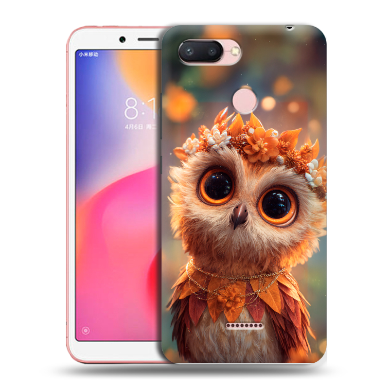 Силиконовый противоударный чехол на Xiaomi RedMi 6 с принтом Милая сова Силиконовый противоударный чехол на Xiaomi RedMi 6 с принтом Милая сова