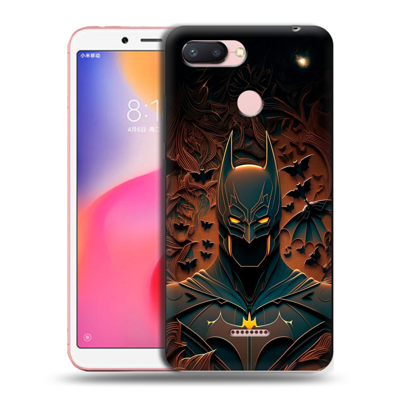 Силиконовый чехол на Xiaomi RedMi 6 с принтом Batman Бэтмен Силиконовый чехол на Xiaomi RedMi 6 с принтом Batman Бэтмен