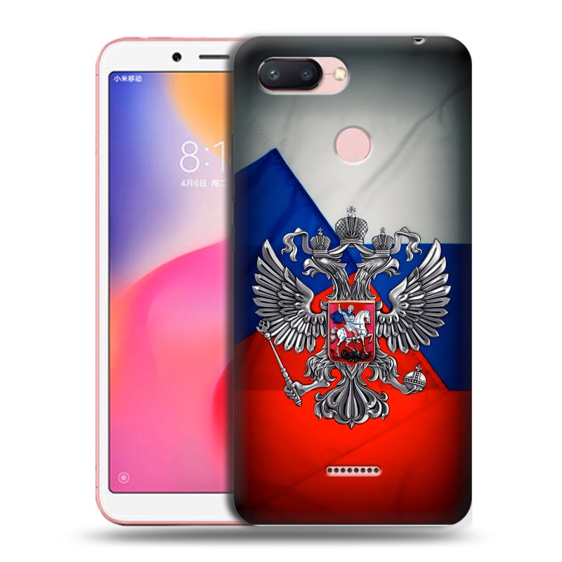 Пластиковый чехол на Xiaomi RedMi 6 с принтом Флаг России Пластиковый чехол на Xiaomi RedMi 6 с принтом Флаг России