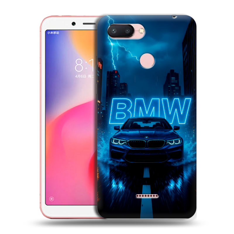 Силиконовый чехол на Xiaomi RedMi 6 с принтом BMW БМВ Силиконовый чехол на Xiaomi RedMi 6 с принтом BMW БМВ