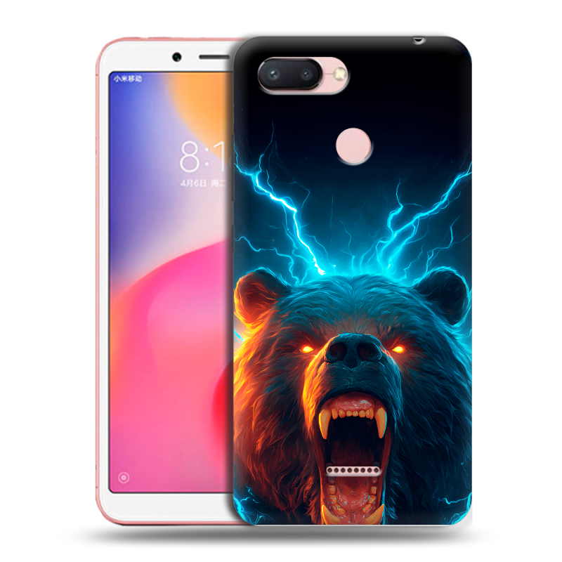 Силиконовый чехол на Xiaomi RedMi 6 с принтом Медведь Силиконовый чехол на Xiaomi RedMi 6 с принтом Медведь