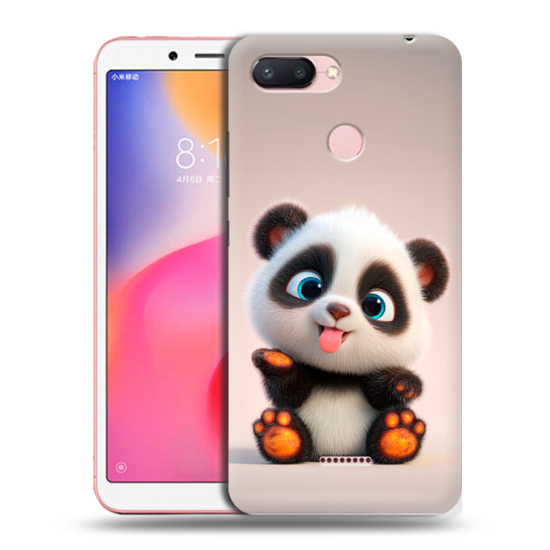 Пластиковый чехол на Xiaomi RedMi 6 с принтом милая панда Пластиковый чехол на Xiaomi RedMi 6 с принтом милая панда
