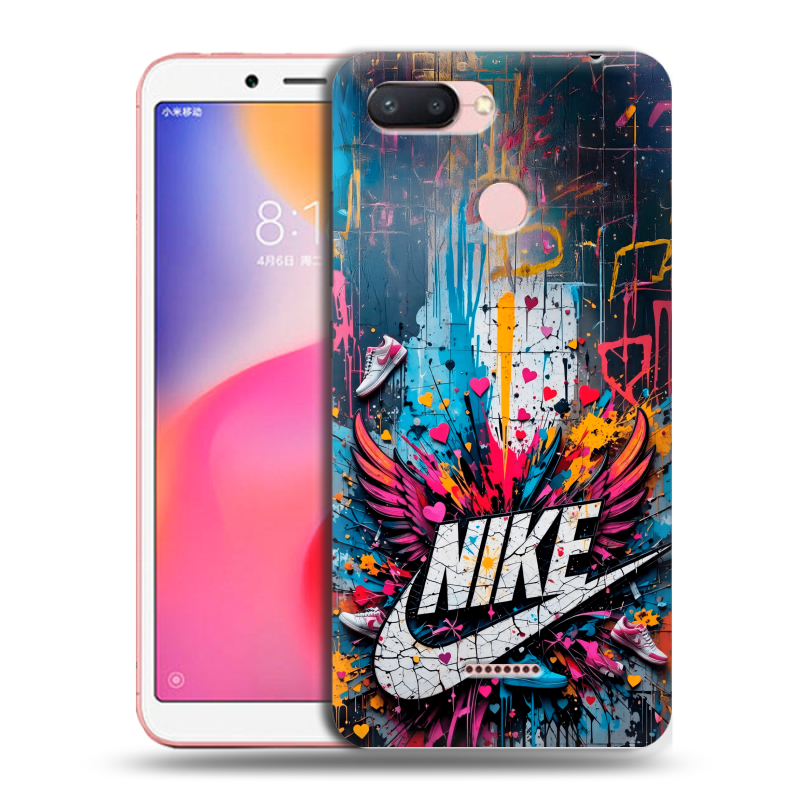 Силиконовый чехол на Xiaomi RedMi 6 с принтом Nike Найк Силиконовый чехол на Xiaomi RedMi 6 с принтом Nike Найк
