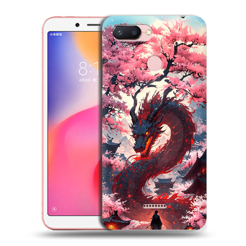 Пластиковый чехол на Xiaomi RedMi 6 с принтом Дракон Японский Пластиковый чехол на Xiaomi RedMi 6 с принтом Дракон Японский
