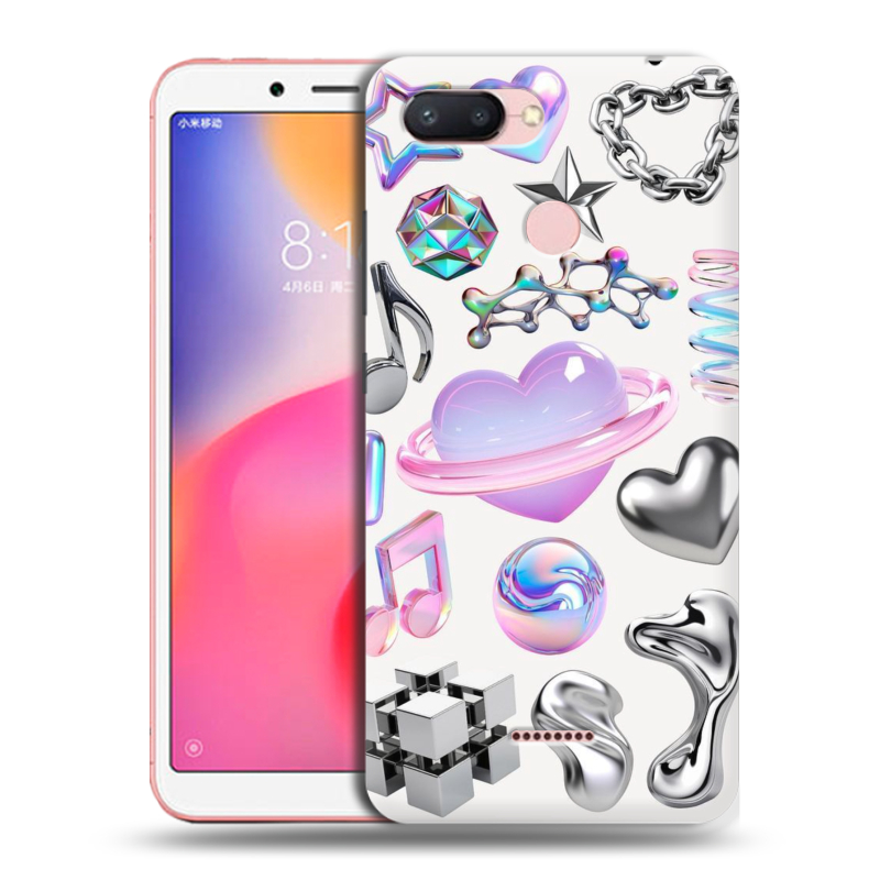 Силиконовый чехол на Xiaomi RedMi 6 с принтом Y2K Силиконовый чехол на Xiaomi RedMi 6 с принтом Y2K